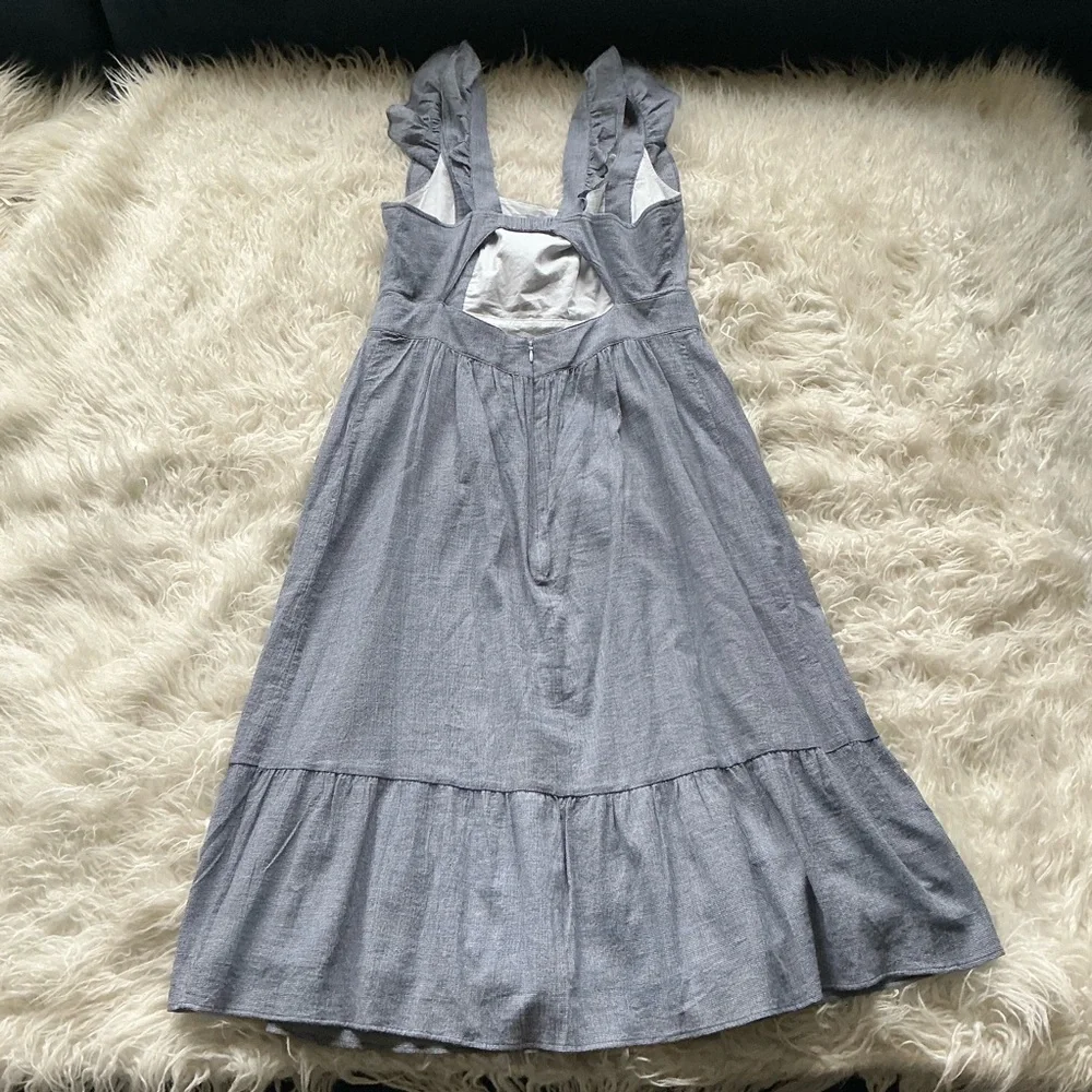 Loft Petite Checked Ruffle Cutout Back Midi Dress - Picture 5 of 5